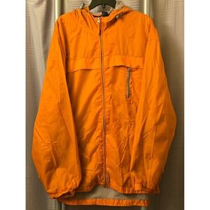 Foot Locker Mens XXL Orange Hooded Windbreaker Mesh Lined Ripstop Jacket RN69778